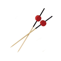 "Atami" bamboo black pick with red bead