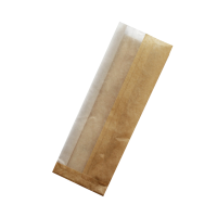 Bolsa kraft acanalada marrón para sándwiches con ventana de cristal