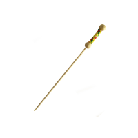 "Fuji" bamboo skewer with natural beads and yellow design
