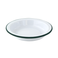 Enamel deep plate white and green rim