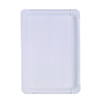 White rectangular recycled cardboard plate