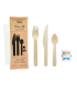 Wooden cutlery kit 6/1: fork knife teaspoon napkin salt pepper, kraft wrap