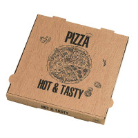 Caja de cartón pizza decorada "Hot and Tasty"