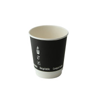 Black double wall paper cup no plastic