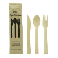 "Anji" bamboo cutlery kit 3 / 1: knife fork tablespoon, kraft wrap  H170mm