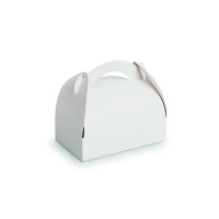 Caja pastelera blanca con asa 110x110mm H153mm