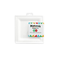 Plato blanco cuadrado a base de pulpa