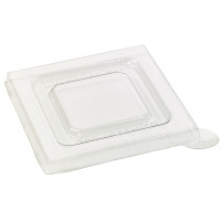 Tapa Zeno transparente plana y cuadrada en plástico PET 75x75mm H6mm