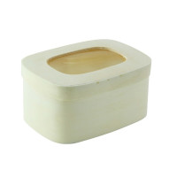 Caja de madera rectangular con tapa con ventana 107x77mm H50mm 240ml