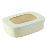 Caja de madera rectangular con tapa con ventana 188x130mm H50mm 800ml