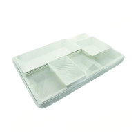 Vassoio pasto in polpa di canna da zucchero composto da 5 pezzi 410x280mm H50mm