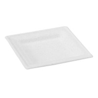 Plato blanco cuadrado de pulpa