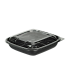 Square black PET salad bowl with transparent lid  190x190mm H45mm 750ml