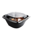Square black PET salad bowl with transparent lid  190x190mm H65mm 750ml