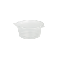 Clear round PP plastic portion cup with hinged lid  H38mm 50ml