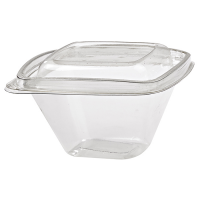 Square transparent PET deli container with lid   128x128mm H70mm 375ml