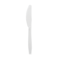 Couteau plastique PS blanc emballé
