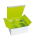 Caja de cartón para cupcakes con inserto verde (para 4 piezas) 170x170mm H85mm