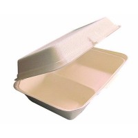 Coquille blanche pulpe 2 compartiments 1 000ml 245x165mm H65mm