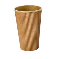 "Rippley" kraft/brown rippled wall coffee cup 450ml 90mm  H135mm