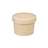 Pot carton fibre de bambou chaud et froid avec couvercle 240ml Ø90mm  H61mm