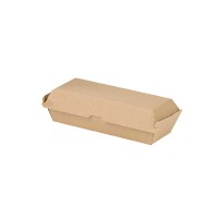 Boîte hot dog carton kraft brun microcannelé 20,8 x 7,5 x 7 cm