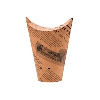 Brown newsprint closeable perforated snack cup 480ml Ø105mm  H123mm