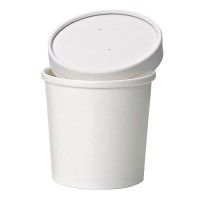 Pot carton blanc chaud et froid avec couvercle carton 490ml Ø97mm  H100mm
