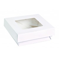 Caja cuadrada de cartón blanco con tapa ventana "Kray"