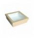 Boîte "Kray" carrée carton brun avec couvercle à fenêtre 245x245mm H80mm 4 200ml