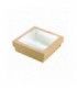 Brown square "Kray" cardboard box with window lid 500ml   H50mm