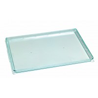 "Klarity" rectangular transparent green reusable PS tray    H18mm