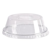 Clear PET plastic dome lid with straw slot  H40mm