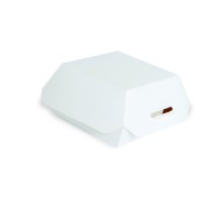 Mini caja de cartón blanco para hamburguesa    H50mm