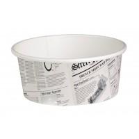 White cardboard "Deli" container with newspaper print 360ml 114mm  H72mm