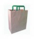 Kraft/brown recycled paper carrier bag with green handles