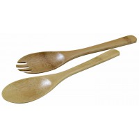 Bamboo set of 2 serving utensils