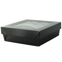 Caja cuadrada de cartón negro con tapa ventana "Kray" 700ml   H50mm