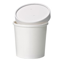 White cardboard cup with cardboard lid for hot and cold foods   H100mm 470ml