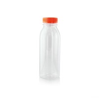 Botella de plástico PET transparente con tapón naranja 330ml  H161mm