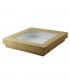 Brown square "Kray" cardboard box with window lid 700ml   H40mm