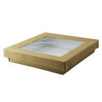 Brown square "Kray" cardboard box with window lid