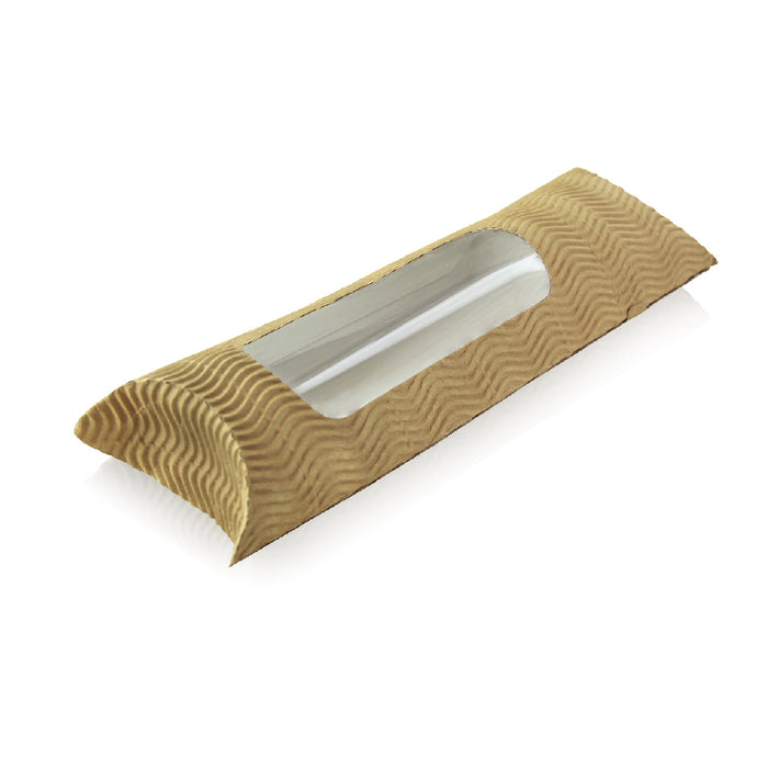 Envase rectangular de papel ondulado con ventana para sándwiches calientes 230x110mm H55mm