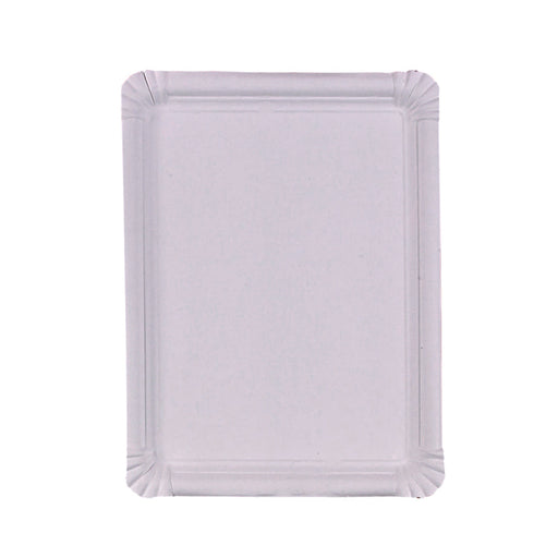 Plato rectangular de cartón reciclado blanco