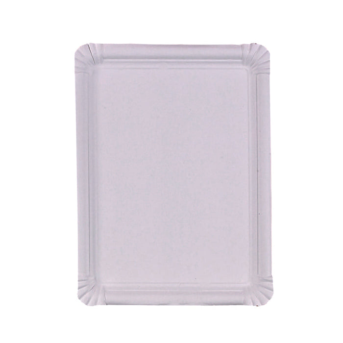 Plato rectangular de cartón reciclado blanco
