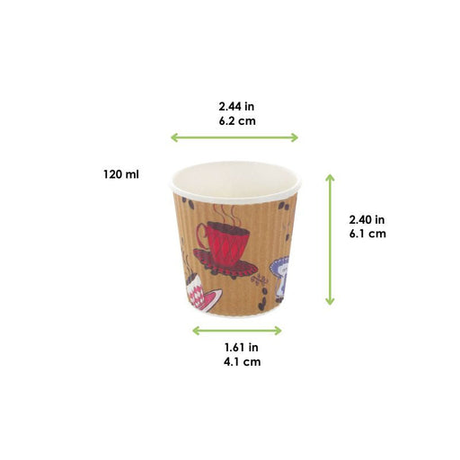 Bicchiere in cartone doppia parete decorazione "Tea Cup" H61mm 120ml