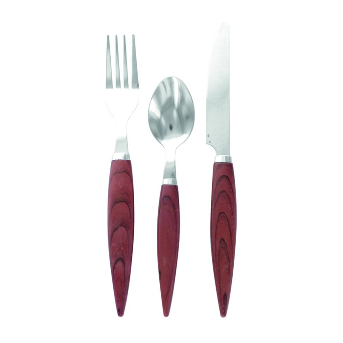 Kit cubiertos 3/1 inox con mango negro: Cuchillo, tenedor, cuchara H185mm