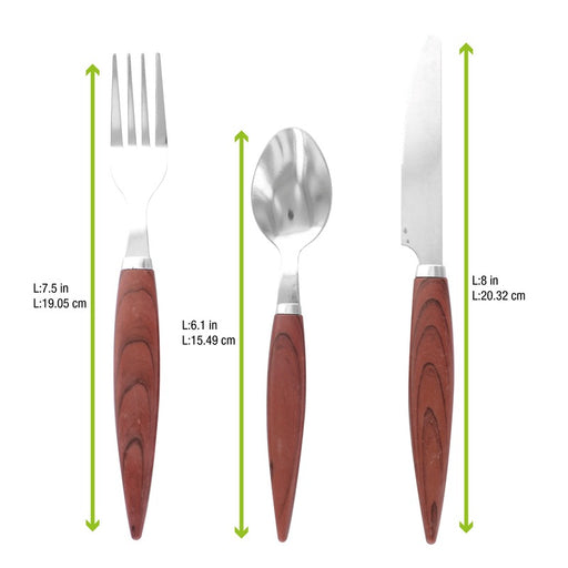 Kit cubiertos 3/1 inox con mango negro: Cuchillo, tenedor, cuchara H185mm