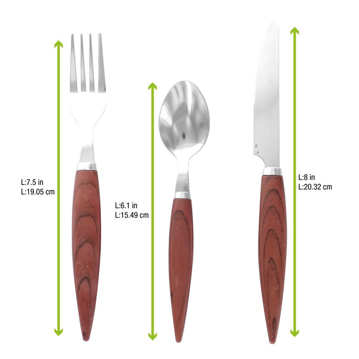Kit cubiertos 3/1 inox con mango negro: Cuchillo, tenedor, cuchara H185mm