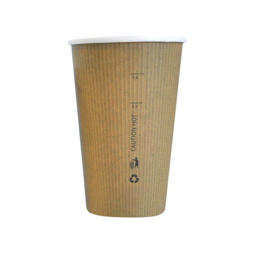 Vaso Nature Cup de cartón kraft estriado H132mm 450ml